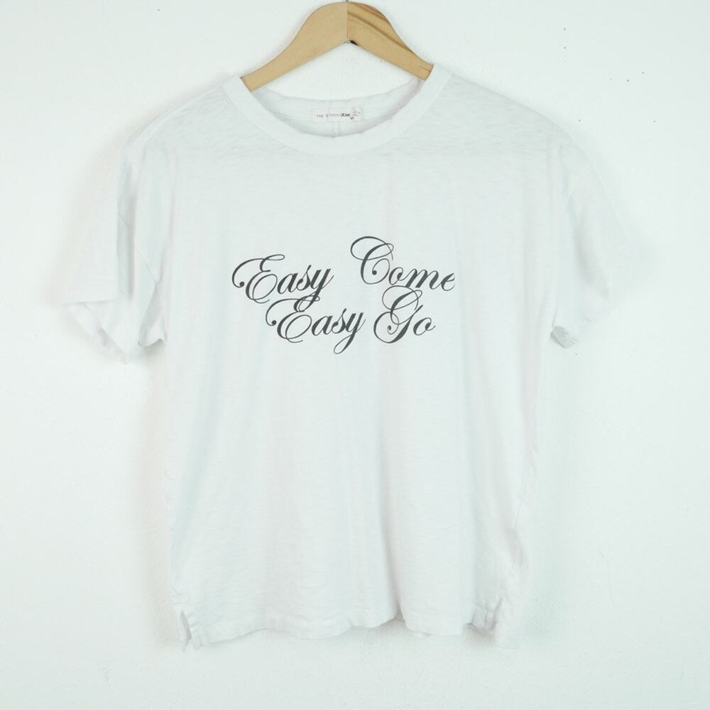 Rag & Bone Graphic Tee Small White Cotton Script Casual Capsule Baby Crop Girlie